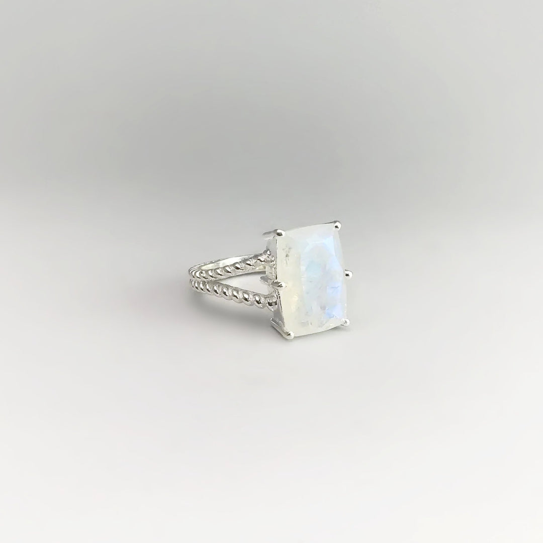 Rainbow Moonstone Ring - Rocks and Gems Canada