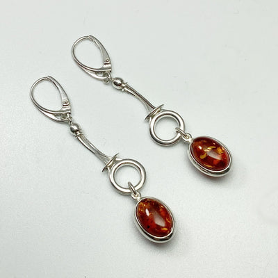 Cognac Amber Dangle Earrings