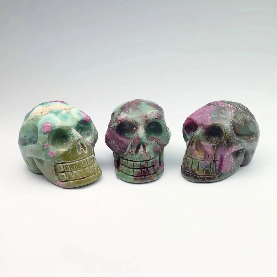 Carved Ruby Fuchsite Skull - Rocks and Gems Canada