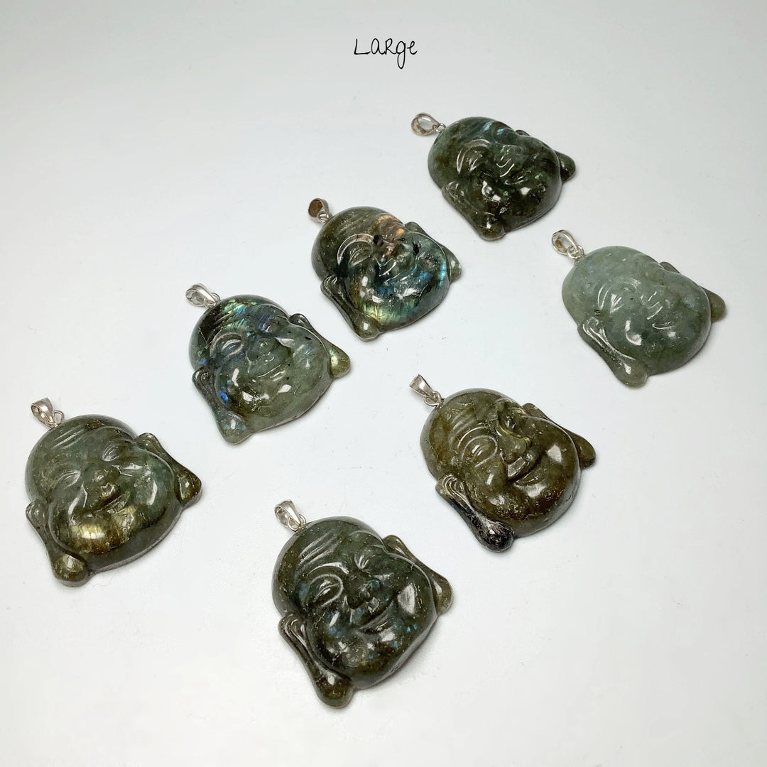 Labradorite Happy Buddha Head Pendant - Rocks and Gems Canada
