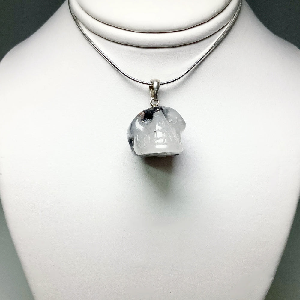Tourmalated Quartz Skull Pendant - Rocks and Gems Canada