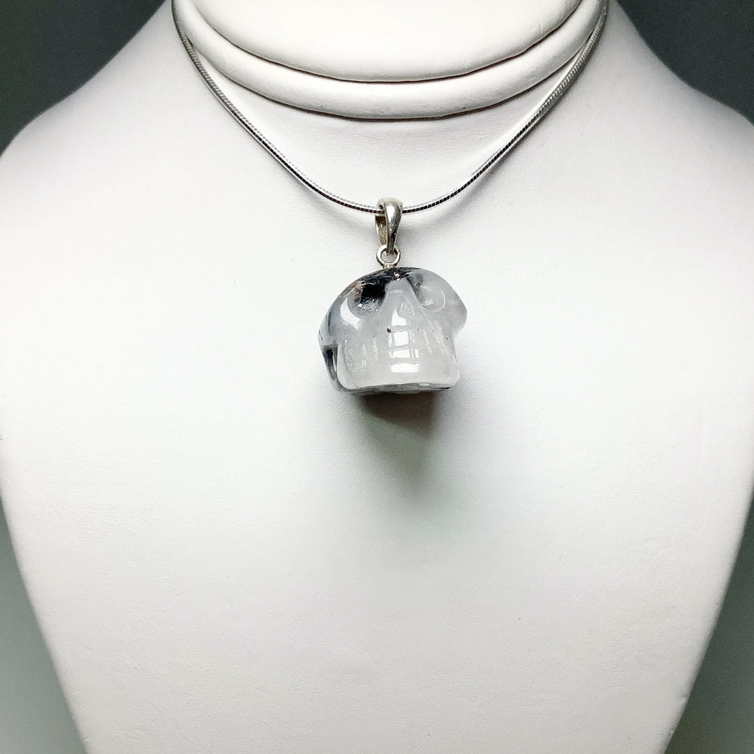Tourmalated Quartz Skull Pendant - Rocks and Gems Canada