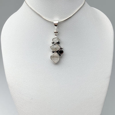 Herkimer Diamond and Black Onyx Pendant