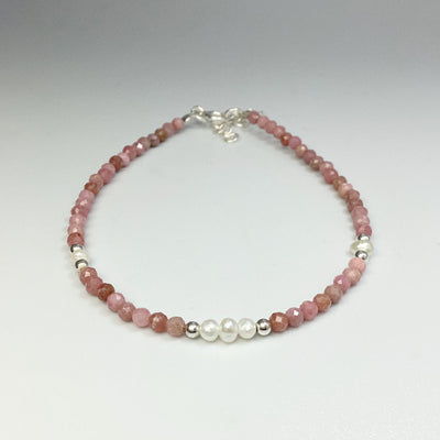 Rhodonite and Pearl Bracelet