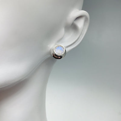 Rainbow Moonstone Stud Earrings