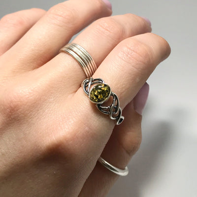 Green Amber Ring