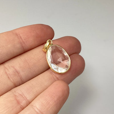 Clear Quartz Gold Finish Pendant
