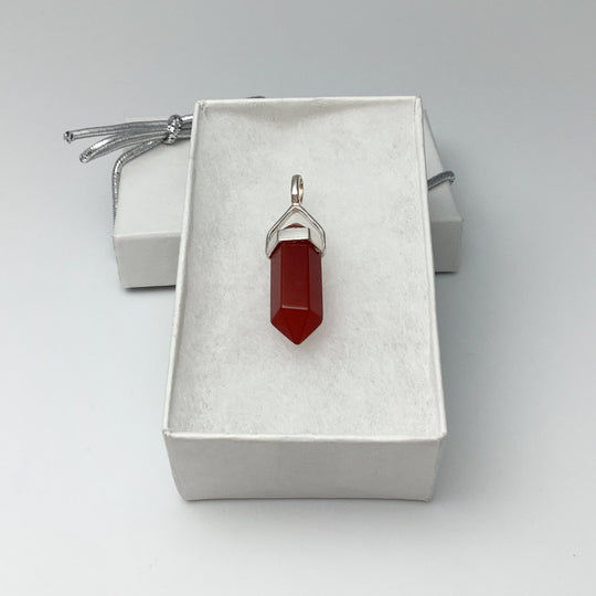 Carnelian Agate Double Terminated Point Pendant - Rocks and Gems Canada