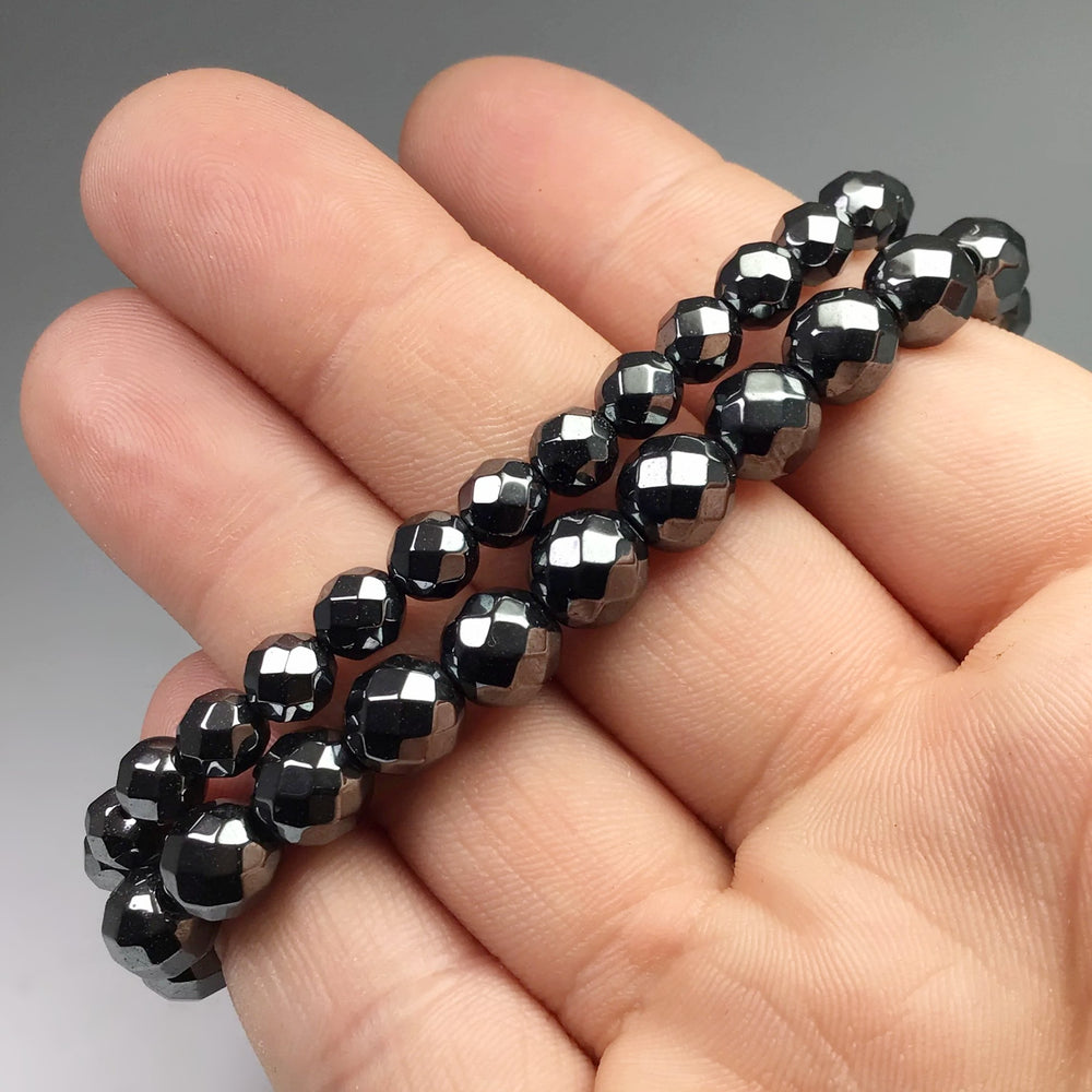 Hematite Faceted Beaded Bracelet - Rocks and Gems Canada
