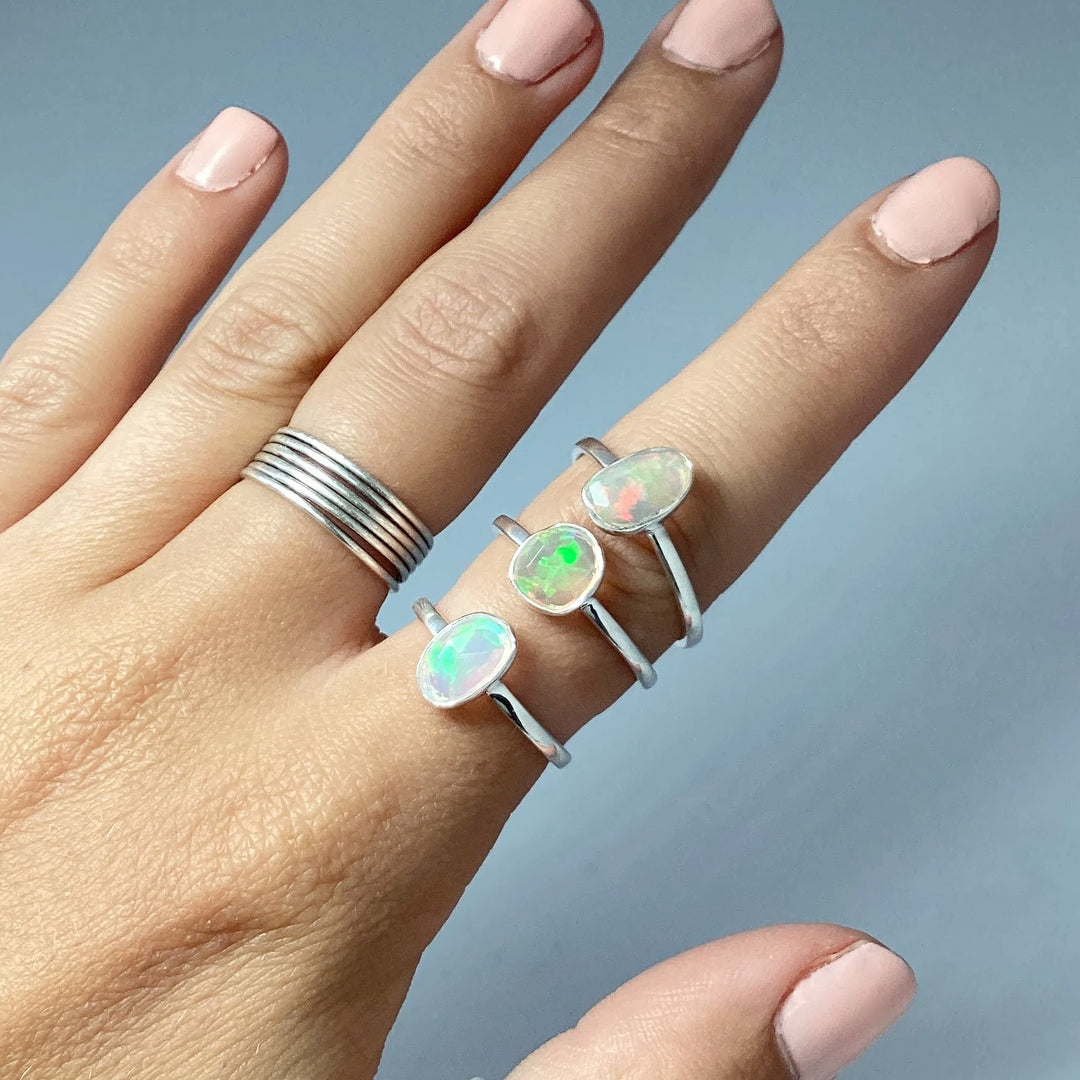 Faceted Ethiopian Fire Opal Ring - Rocks and Gems Canada