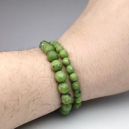 Canadian Jade Faceted Beaded Bracelet - High Quality - Rocks and Gems Canada