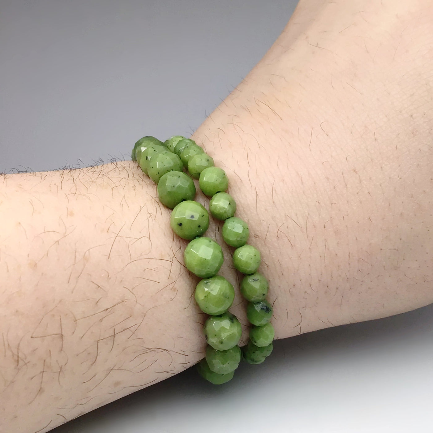 Canadian Jade Faceted Beaded Bracelet - High Quality