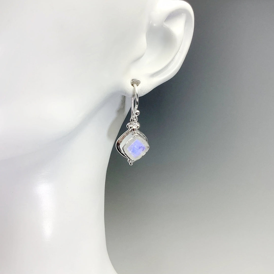 Rainbow Moonstone Dangle Earrings - Rocks and Gems Canada