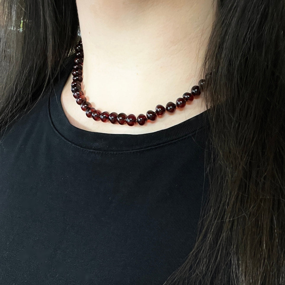 Cherry Amber Beaded Necklace - Rocks and Gems Canada