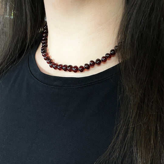 Cherry Amber Beaded Necklace - Rocks and Gems Canada