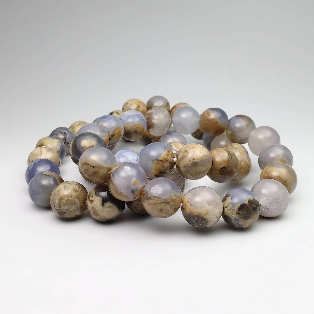 Chalcedony Beaded Bracelet - 12mm - High Quality - Rocks and Gems Canada