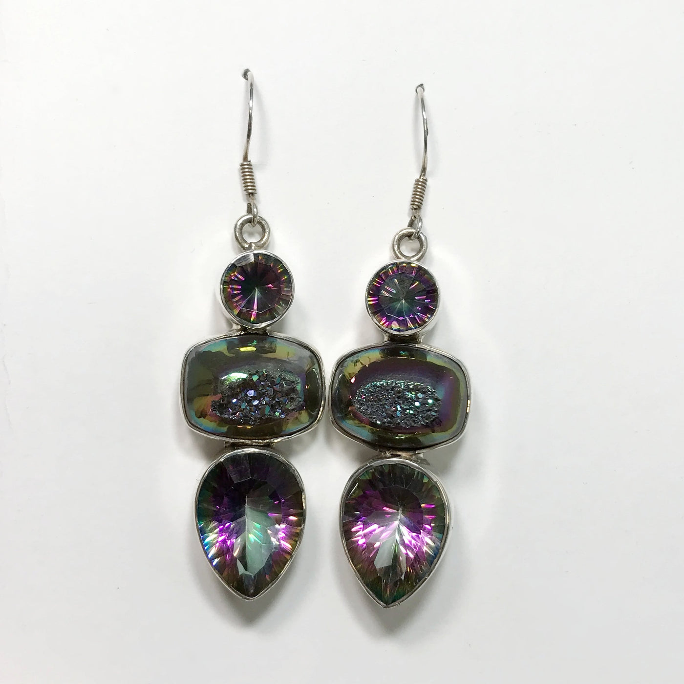 Mystic Topaz and Druzy Necklace and Earrings Set