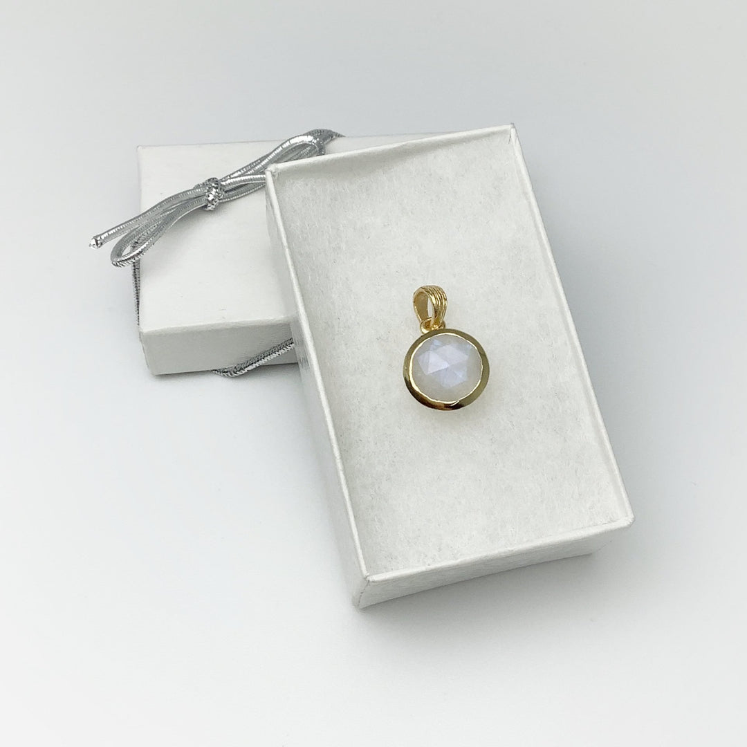 Rainbow Moonstone Gold Finish Pendant - Rocks and Gems Canada