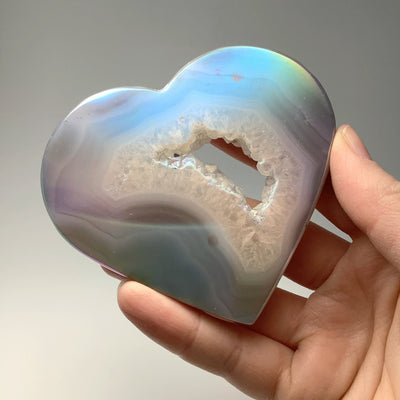 Rainbow Agate Heart on Stand