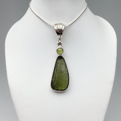 Moldavite and Peridot Pendant