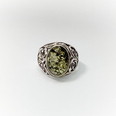 Green Amber Ring