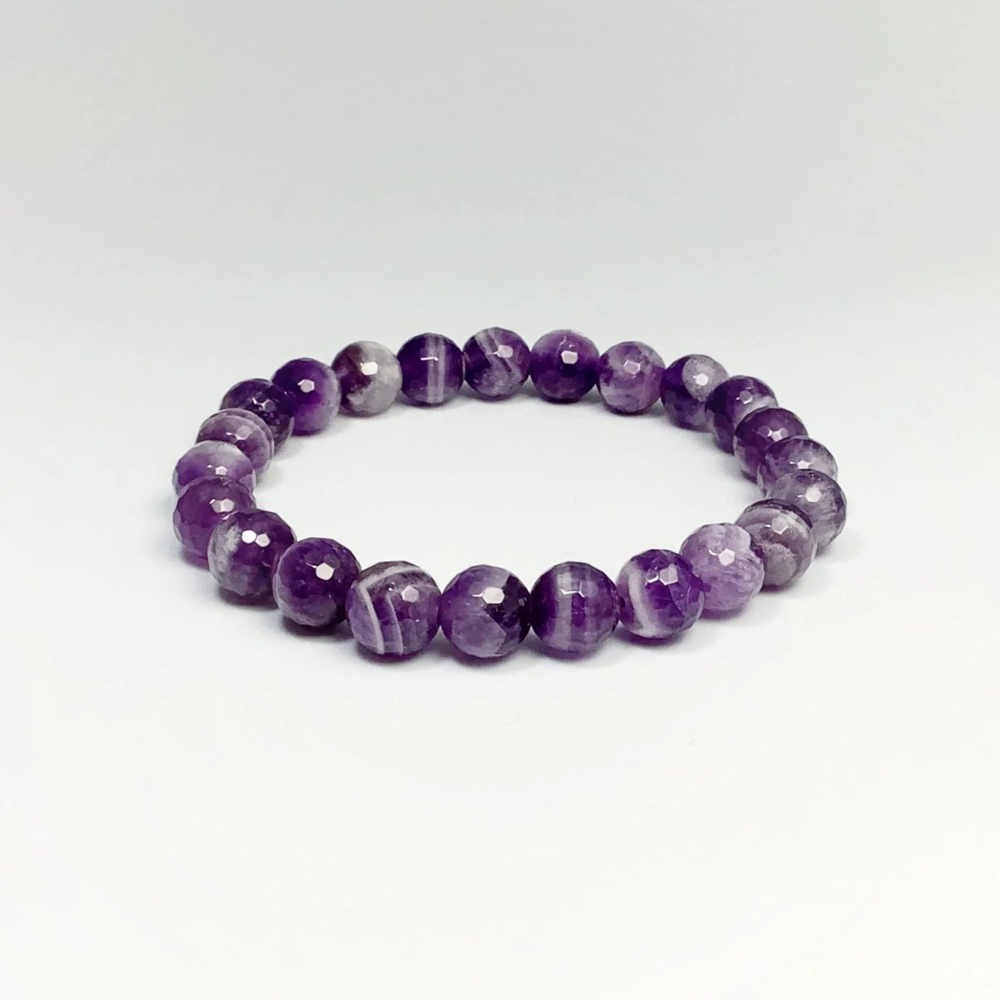 Chevron Amethyst Faceted Beaded Bracelet