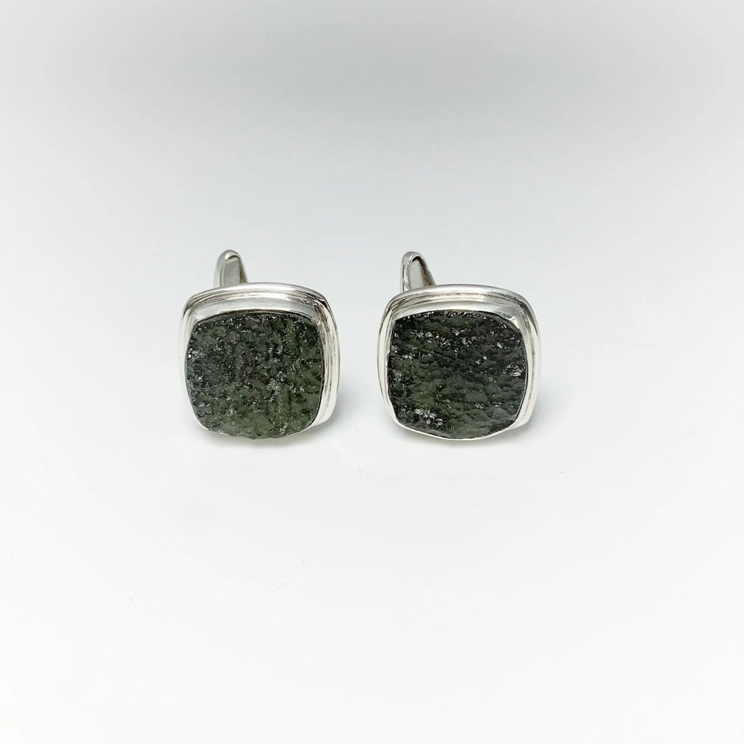 Moldavite Cufflinks - Rocks and Gems Canada