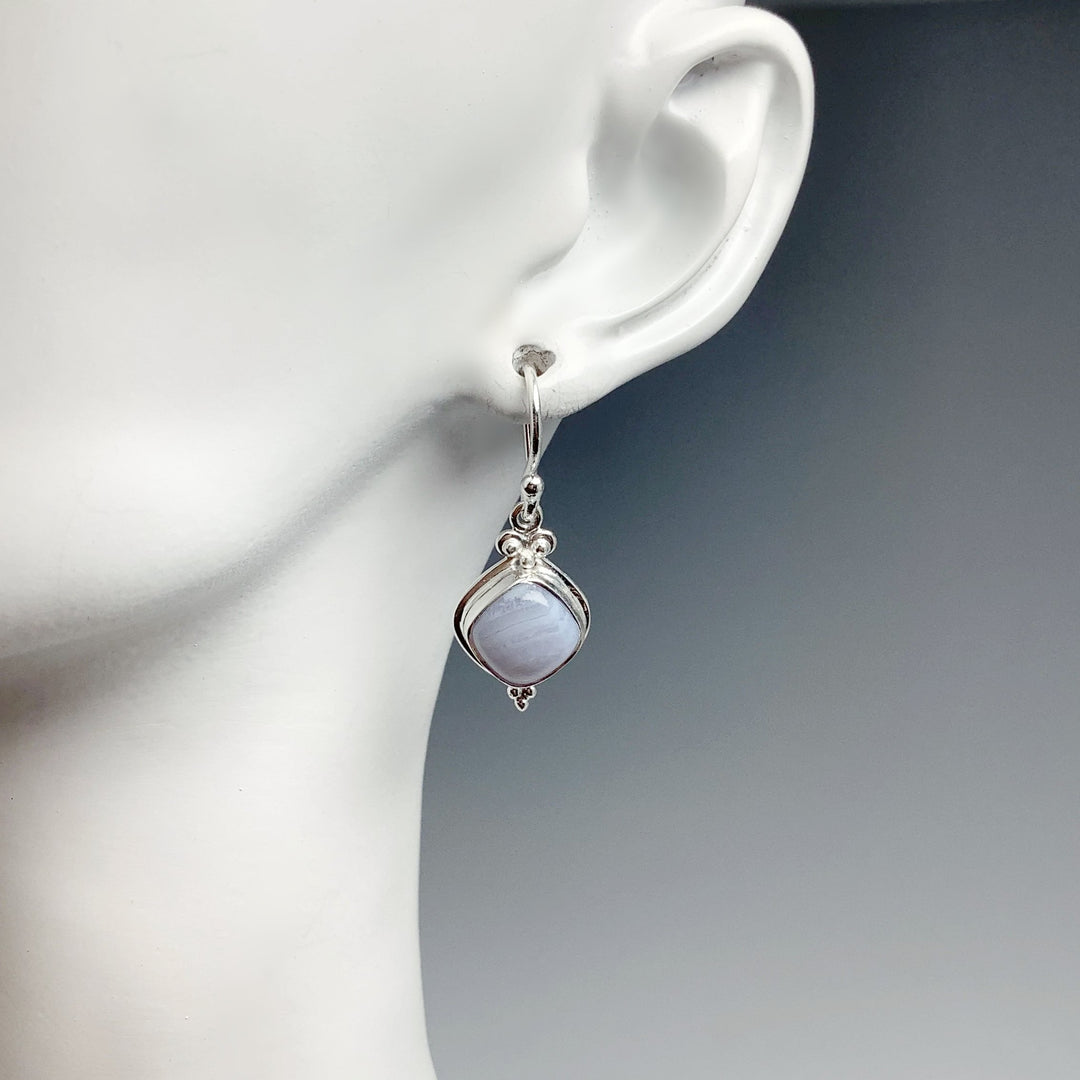 Blue Lace Agate Dangle Earrings - Rocks and Gems Canada
