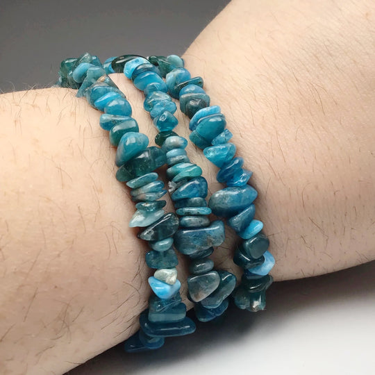 Blue Apatite Chip Beaded Bracelet - Rocks and Gems Canada