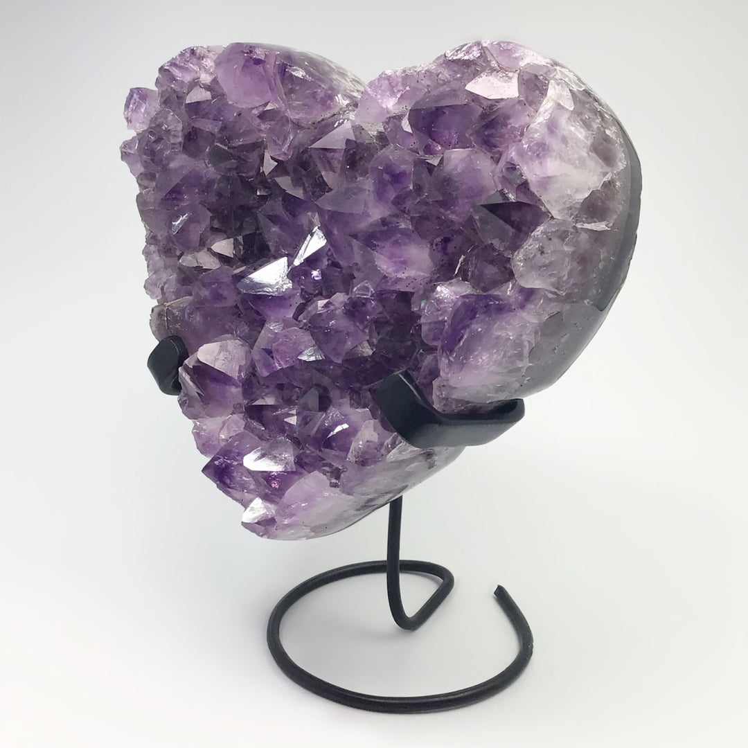 Amethyst Druze Cluster Heart On Stand - Rocks and Gems Canada