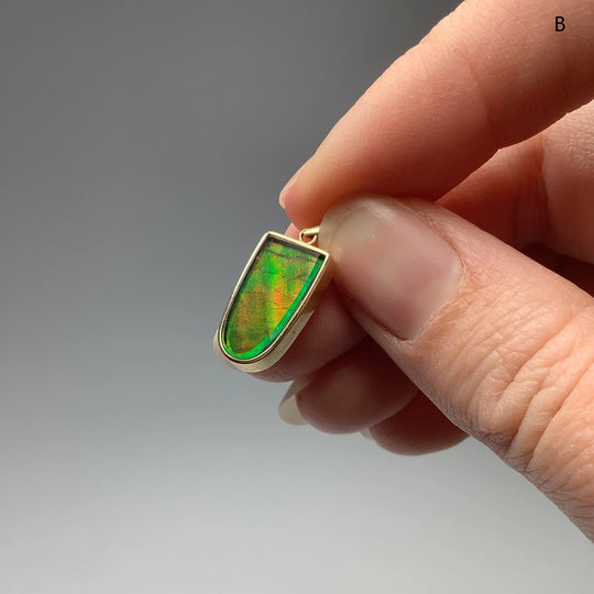 Alberta Ammolite 14K Gold Pendant - Rocks and Gems Canada