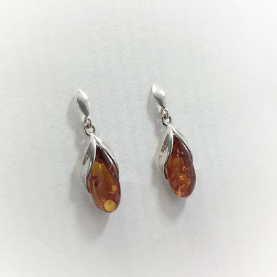 Cognac Amber Stud Earrings