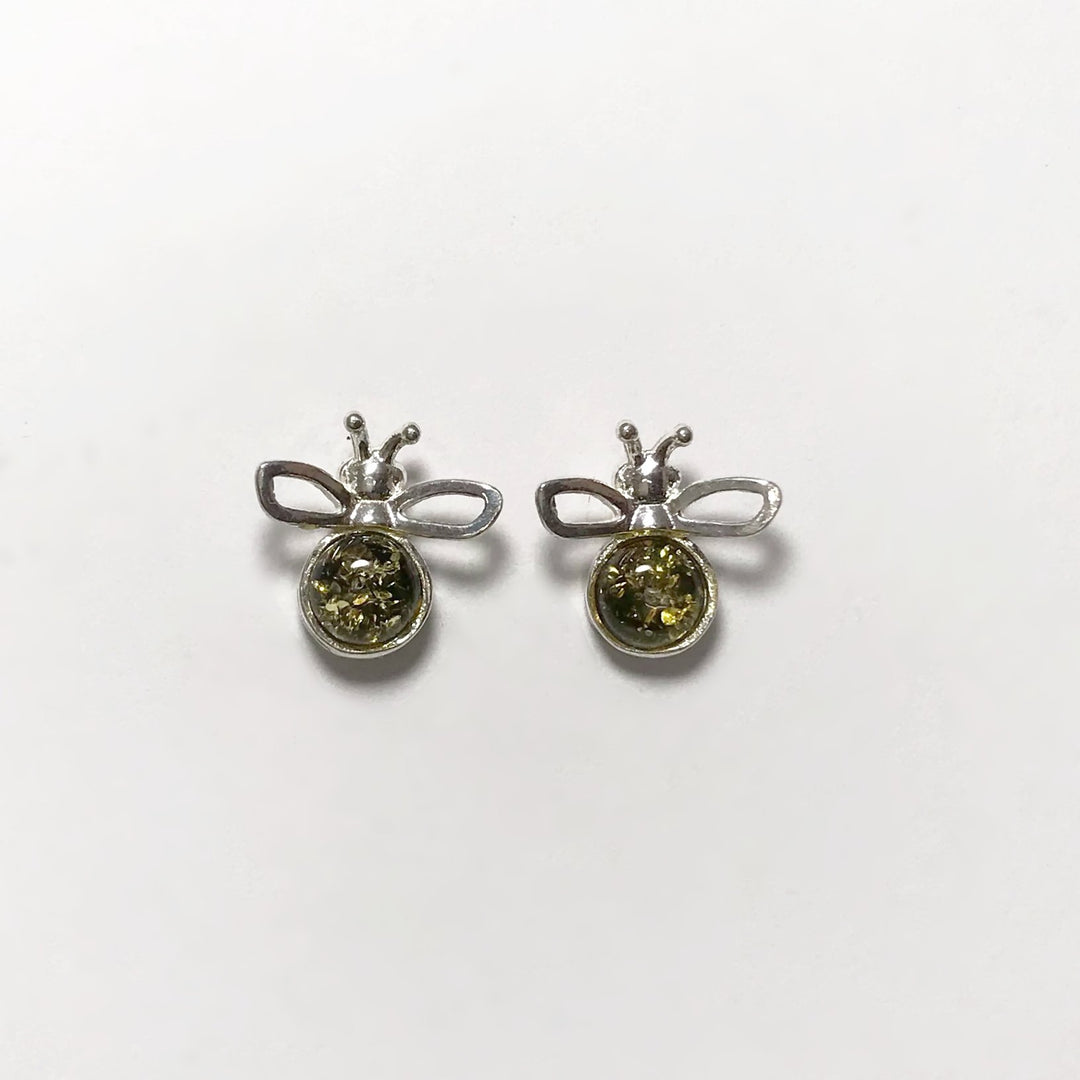 Green Amber Stud Earrings - Rocks and Gems Canada
