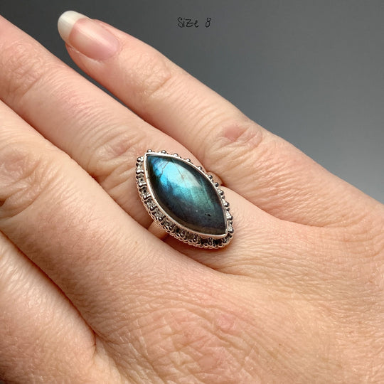 Labradorite Marquise Cut Ring - Rocks and Gems Canada