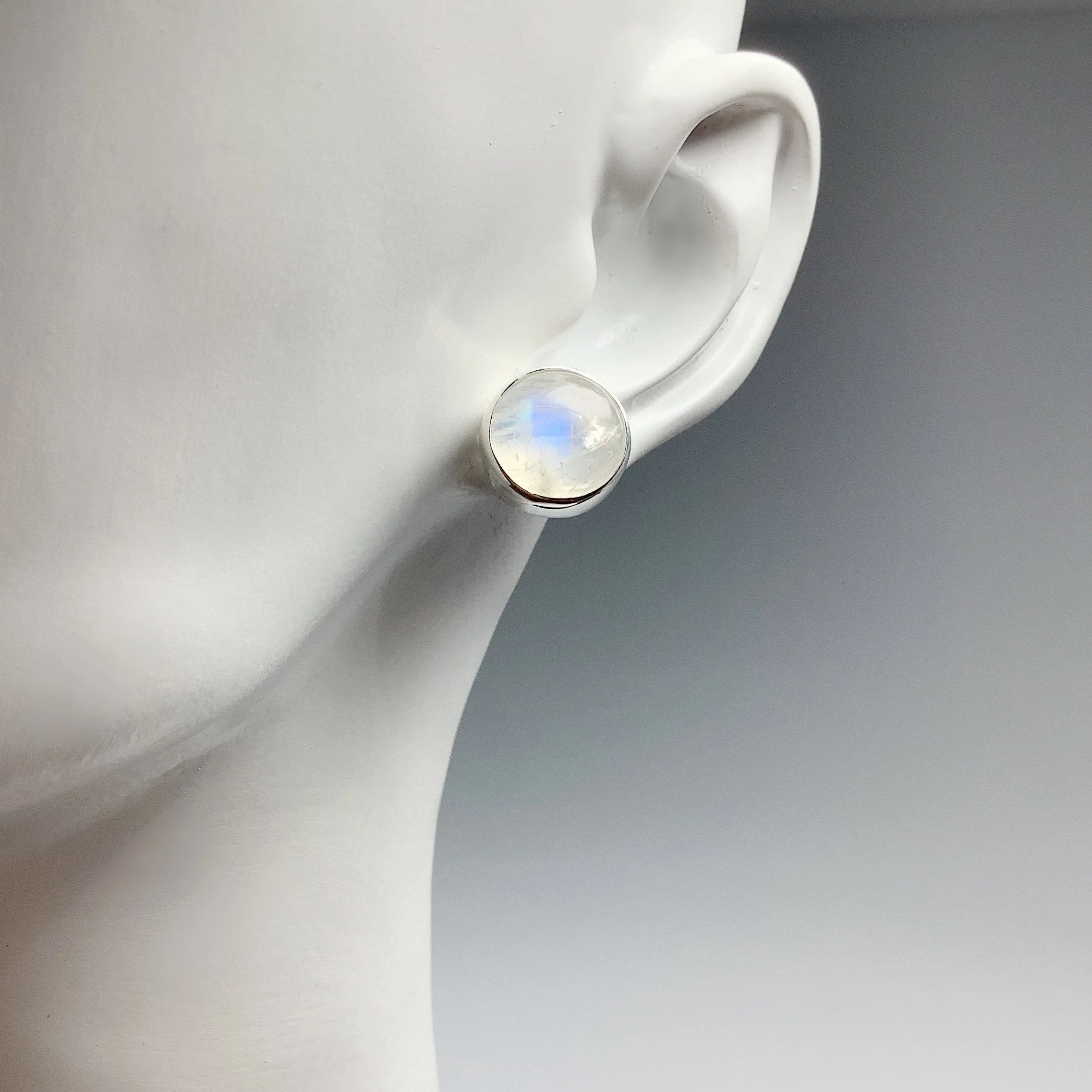 Rainbow Moonstone Stud Earrings - Rocks and Gems Canada