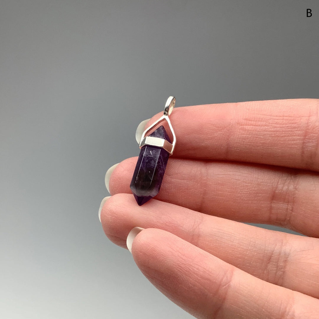 Chevron Amethyst Double Terminated Point Pendant - Rocks and Gems Canada