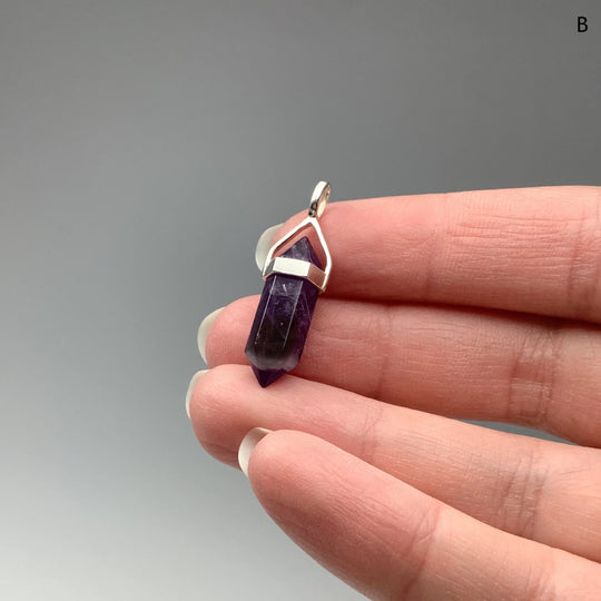 Chevron Amethyst Double Terminated Point Pendant - Rocks and Gems Canada