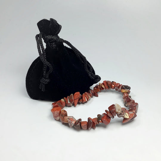 Red Brecciated Jasper Chip Beaded Bracelet - Rocks and Gems Canada