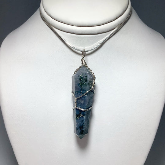 Wire Wrapped Moss Agate Pendant - Rocks and Gems Canada