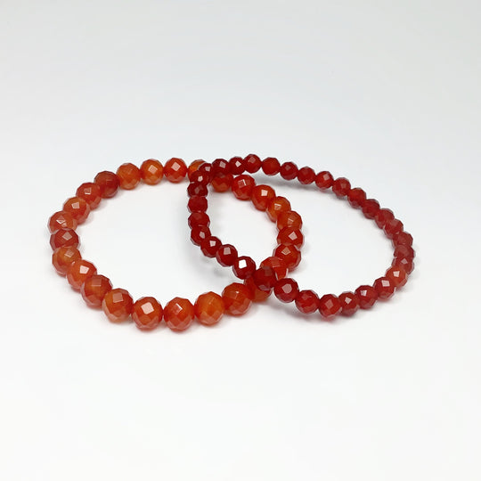 Carnelian Agate Faceted Beaded Bracelet - High Quality - Rocks and Gems Canada