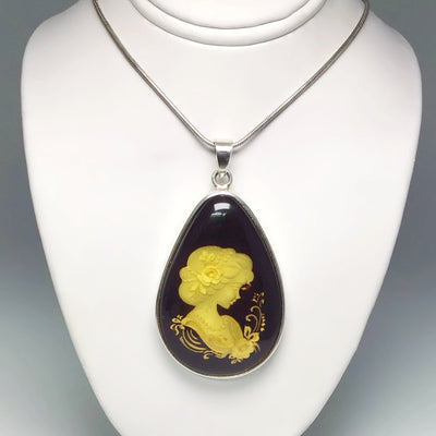 Cognac Amber Pendant with Cameo