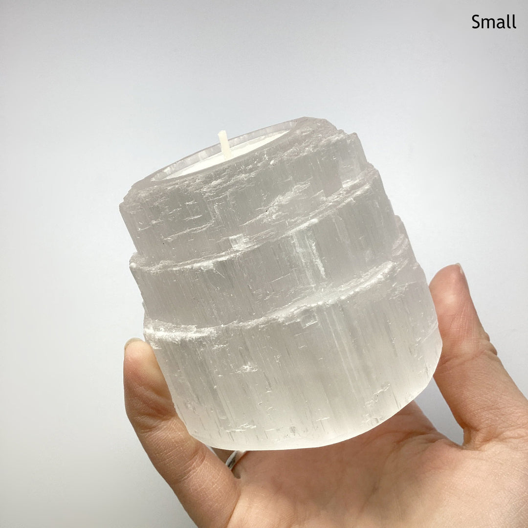 Selenite Candle Holder - Rocks and Gems Canada