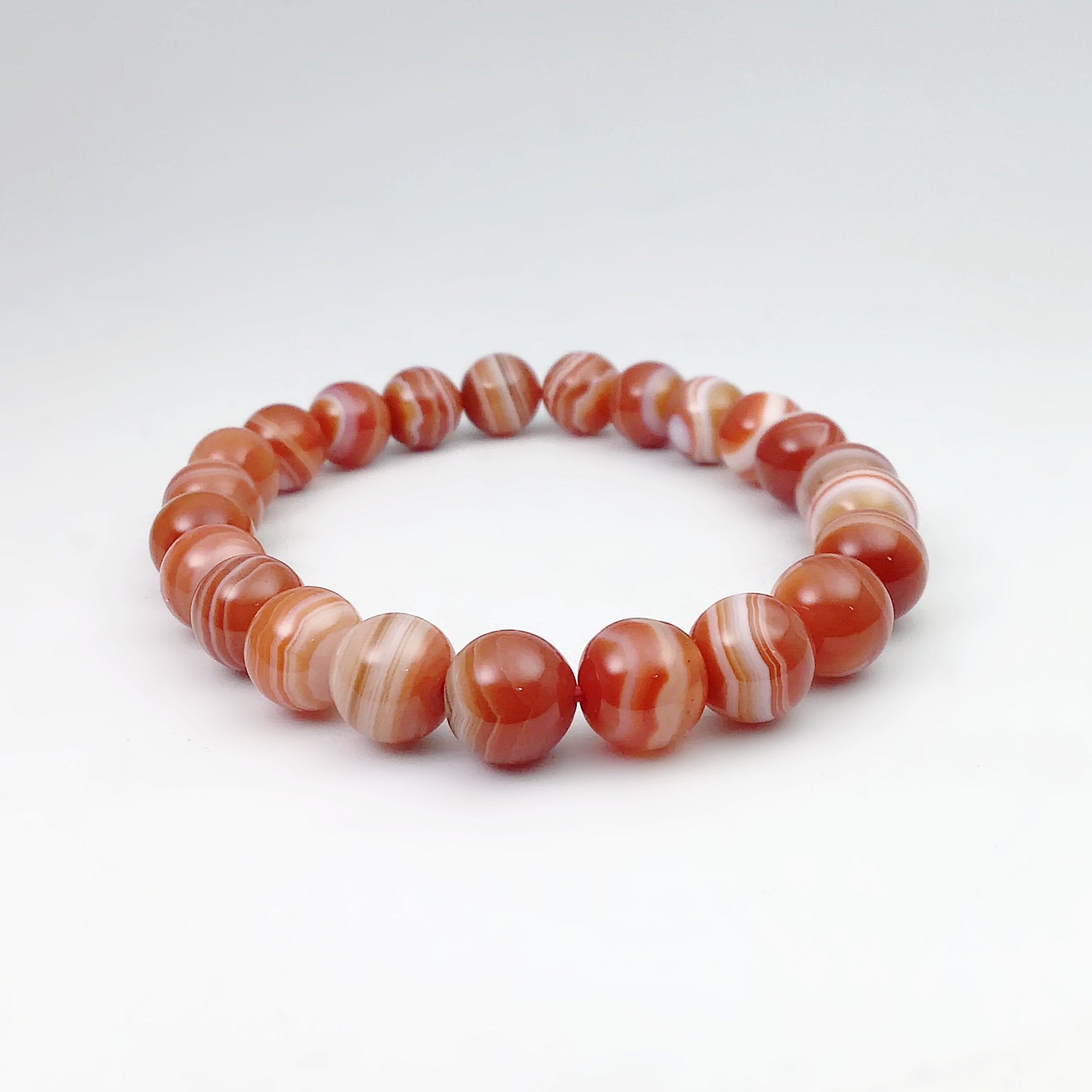 Banded Carnelian Agate Beaded Bracelet - 8mm - Rocks and Gems Canada