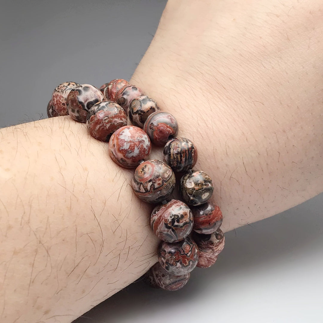Leopard Skin Jasper Beaded Bracelet - Rocks and Gems Canada