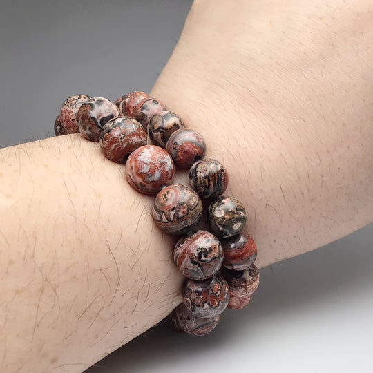 Leopard Skin Jasper Beaded Bracelet - Rocks and Gems Canada