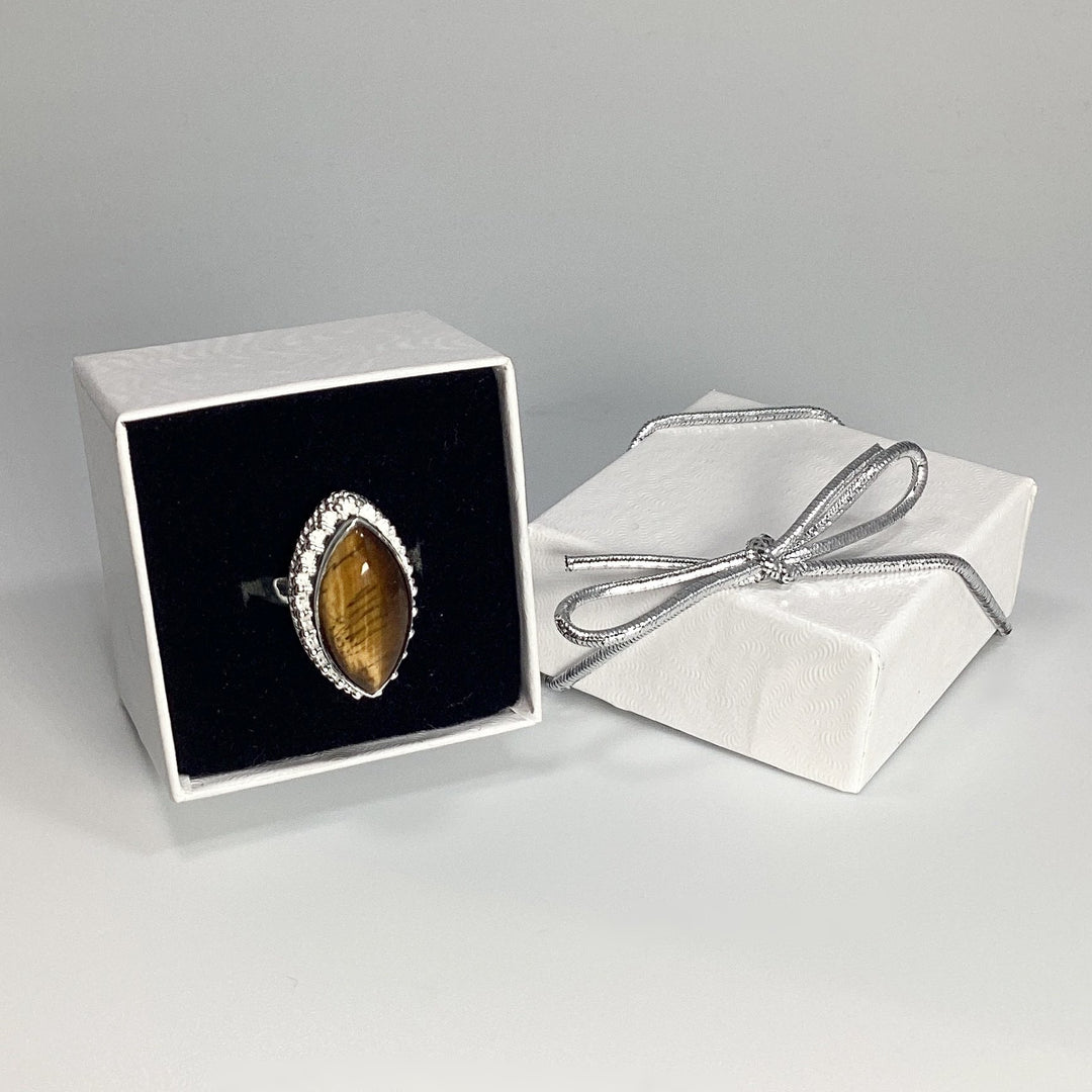 Tiger Eye Marquise Cut Ring - Rocks and Gems Canada