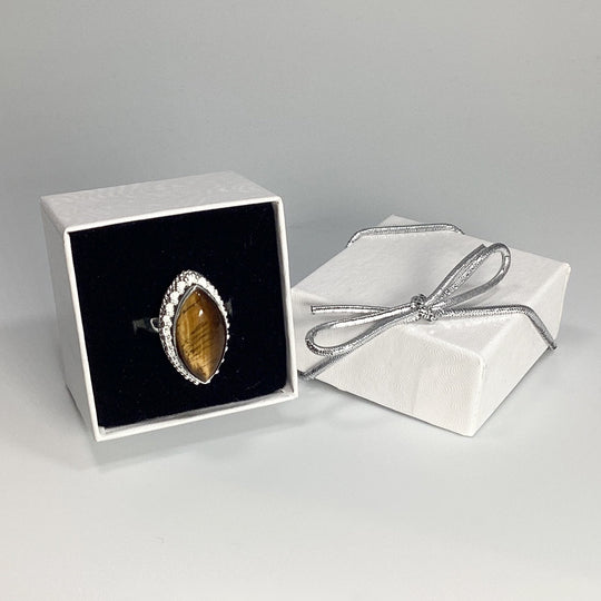 Tiger Eye Marquise Cut Ring - Rocks and Gems Canada