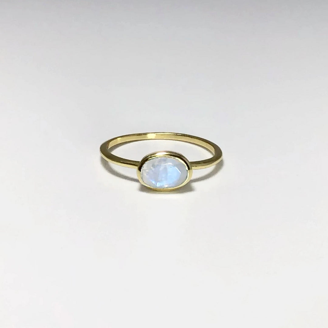 Rainbow Moonstone Gold Finish Ring - Rocks and Gems Canada