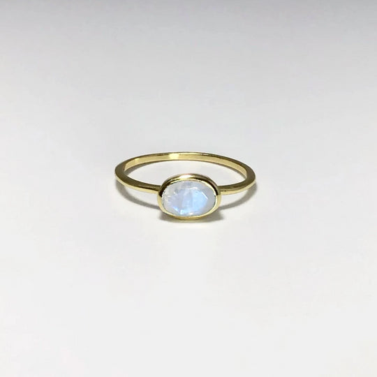 Rainbow Moonstone Gold Finish Ring - Rocks and Gems Canada