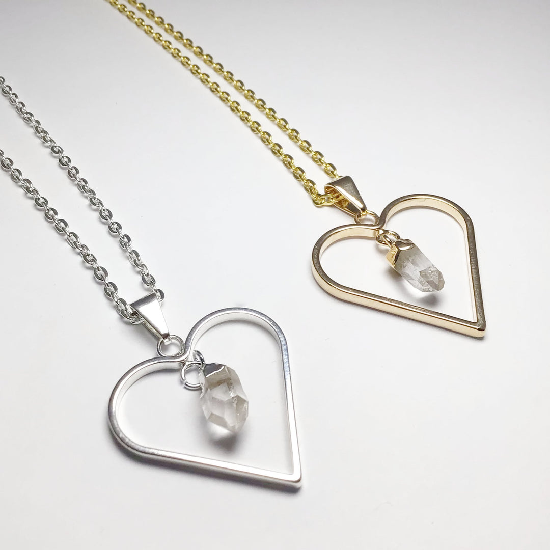Heart Necklace with Quartz - Rocks and Gems Canada